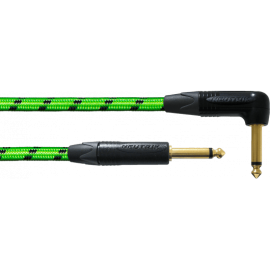 Cable de instrumento jack-jack acodado verde UV 6m