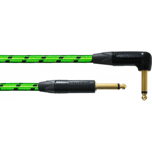 Cable de instrumento jack-jack acodado verde UV 6m