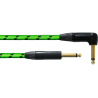 Cable de instrumento jack-jack acodado verde UV 6m