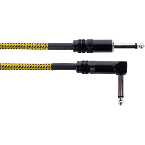 Cable de guitarra jack recto/acodado tweed amarillo de 5m