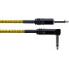 Cable de guitarra jack recto/acodado tweed amarillo de 5m