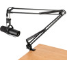 Soporte de micro con clamp o montaje sobremesa para streaming/podcasts