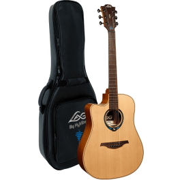 GUITARRA ACÚSTICA LÂG DREADNOUGHT HYVIBE 10 A/E CUTAWAY CON FUNDA DELUX - ZURDOS