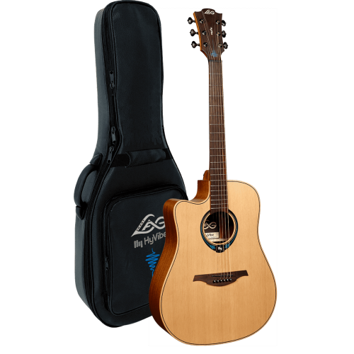 GUITARRA ACÚSTICA LÂG DREADNOUGHT HYVIBE 10 A/E CUTAWAY CON FUNDA DELUX - ZURDOS