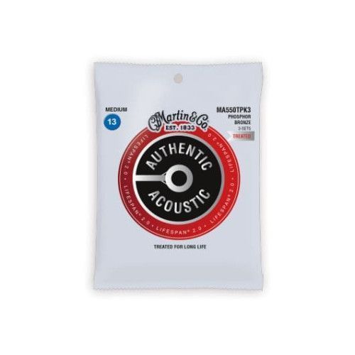 JUEGO ACÚSTICA AUTHENTIC Lifespan®2.0 PHOSPHOR BRONZE 92/8 MEDIUM 13-56 ( PACK 3)