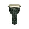Djembe de 9,5? construído en fibra. Color gris claro y decorado con motivos abstractos