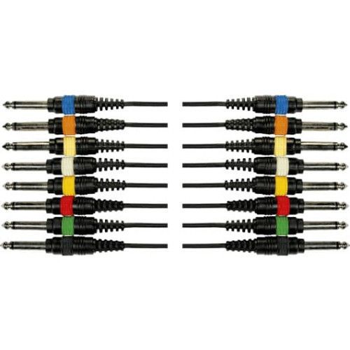 Cable de 5 metros de largo. 8 jacks mono macho a 8 jacks mono macho