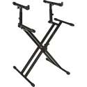 SOPORTE TECLADO QL742 FORMATO ""X"" 2 NIVELES / DOBLE PERFIL - NEGRO