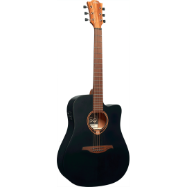 GUITARRA ACÚSTICA LÂG DREADNOUGHT CUTAWAY TRAMONTANE 70 A/C - NEGRO SATINADO