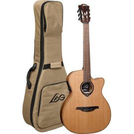 GUITARRA CLÁSICA NYLON LAG AUDITORIUM HYVIBE H2 10 A/E CUTAWAY