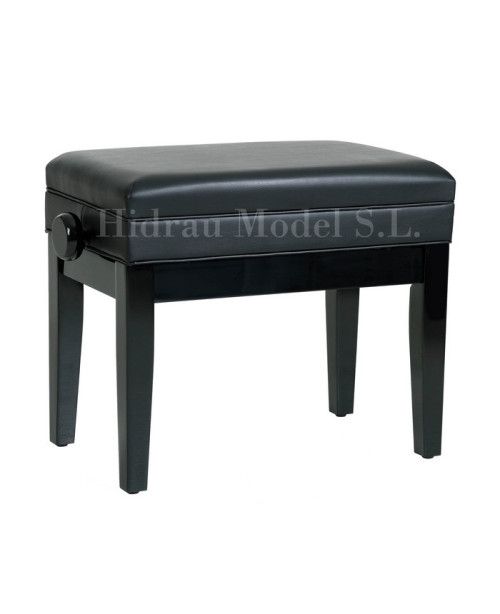 Banqueta Graduable Hidrau X5 Negro Brillo/Polipiel Negra