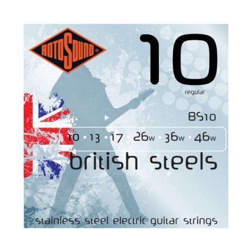JUEGO DE CUERDAS ROTOSOUND PARA GUITARRA ELÉCTRICA BRITISH STEELS 10-46