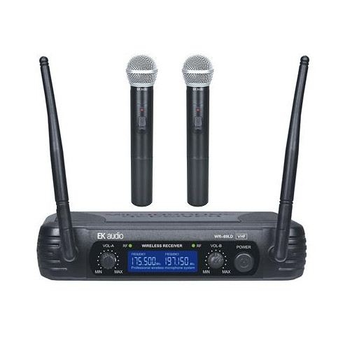 DOS MICRÓFONOS INALÁMBRICOS DE MANO EK VHF WR69LD