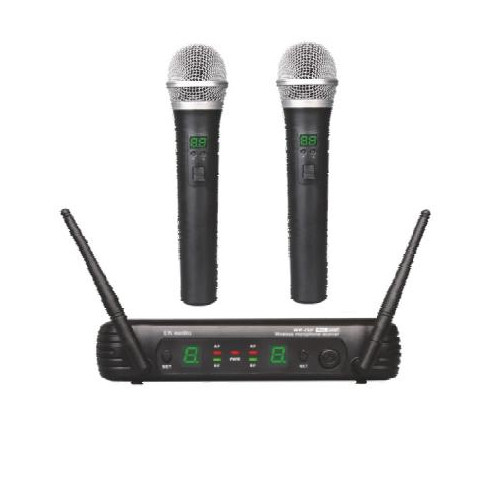 DOS MICRÓFONOS INALÁMBRICOS DE MANO EK UHF