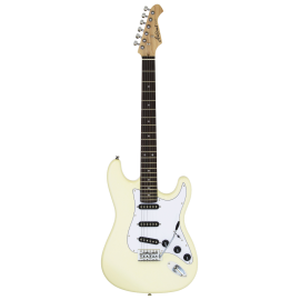 GUITARRA ELÉCTRICA ARIA TIPO STRATOCASTER BLANCA VINTAGE