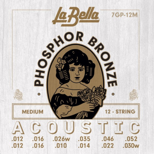 JUEGO DE CUERDAS PARA GUITARRA ACÚSTICA LA BELLA PHOSPHOR 12 CUERDAS MEDIUM 12-52