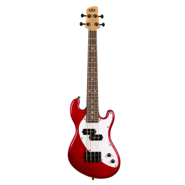 UKELELE KALA U-BASS DE CUERPO MACIZO ROJO DE 4 CUERDAS