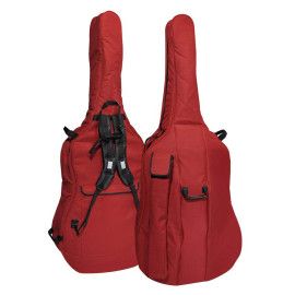 FUNDA BOSTON PARA CONTRABAJO DE 3/4 ROJO VINO 19mm