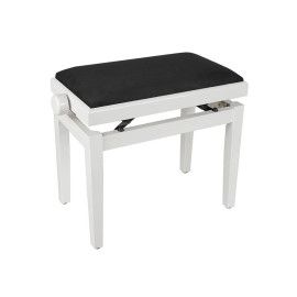 BANCO PIANO BOSTON AJUSTABLE BLANCO BRILLANTE TERCIOPELO