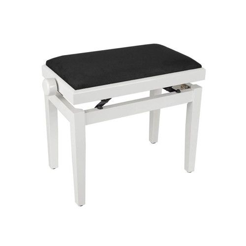 BANCO PIANO BOSTON AJUSTABLE BLANCO BRILLANTE TERCIOPELO