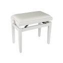 BANCO PIANO BOSTON AJUSTABLE BLANCO BRILLANTE TERCIOPELO BLANCO