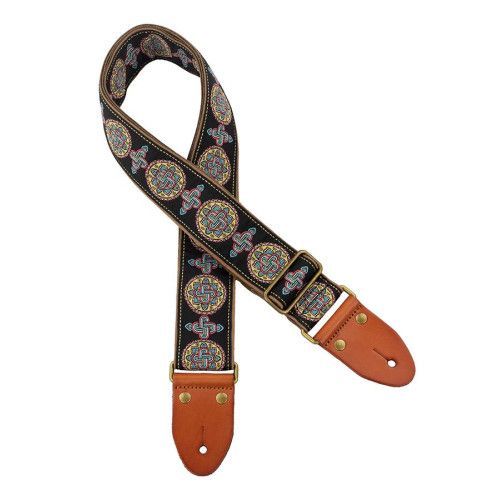 CORREA GAUCHO AUTÉNTICO DELUXE TRADICIONAL PARA GUITARRA 50mm HEBILLA LATÓN BK/BU/RD