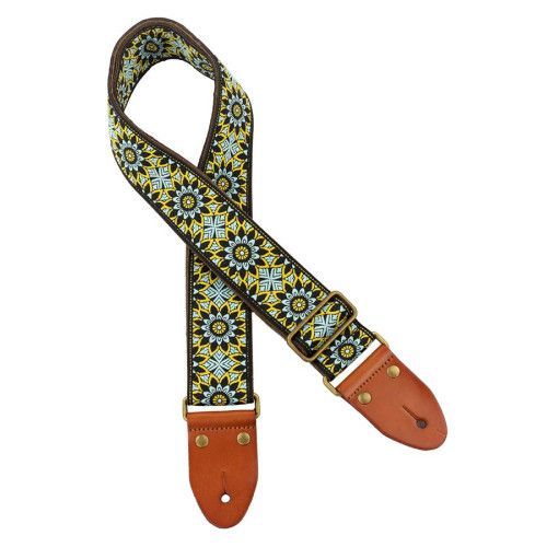 CORREA GAUCHO AUTÉNTICO DELUXE TRADICIONAL PARA GUITARRA 50mm HEBILLA LATÓN BK/BU/GN