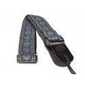CORREA GAUCHO SERIE TRADICIONAL PARA GUITARRA 50mm CUERO AZUL Y GRIS