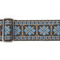 CORREA GAUCHO SERIE TRADICIONAL PARA GUITARRA 50mm CUERO AZUL Y GRIS