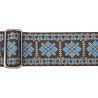 CORREA GAUCHO SERIE TRADICIONAL PARA GUITARRA 50mm CUERO AZUL Y GRIS