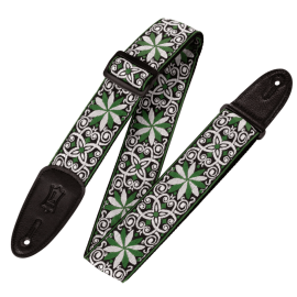 Correa Levy's Hootenanny Series Poly Jacquard 2"" - Floral Verde y blanco