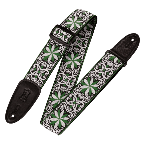 Correa Levy's Hootenanny Series Poly Jacquard 2"" - Floral Verde y blanco