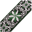Correa Levy's Hootenanny Series Poly Jacquard 2"" - Floral Verde y blanco